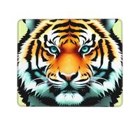Little Fat Tiger Head - Tappetino per mouse quadrato con bordi cuciti, con base antiscivolo, tappetino per mouse da gioco, grande, lavabile, per casa e ufficio, 17,8 x 21,8 cm