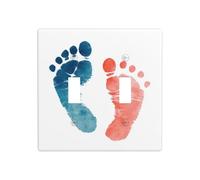 Little Feet Prints, placchetta da parete con doppia levetta blu e arancione, dimensioni standard, 11,4 x 11,4 cm