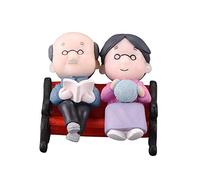 Little finger Mini Figurine Decor, 3 Pezzi/Set Grandparents Coppia Chair Figurine DIY Miniature Scenery Ornamenti - Blu Rosa 3pcs