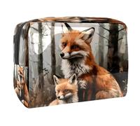 Little Fox Cub and Mother - Trousse da donna, per articoli da toeletta da viaggio, grande, in PVC, con cerniera, Multi, 18.5x7.5x13cm/7.3x3x5.1in, Beauty case