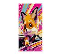 Little Fox in The Car Front Door Covers Welcome Door Banner Large Funny Sfondo Banner Decorazioni da appendere all'interno e all'esterno e buoni regali di primavera per gli amici