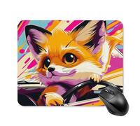 Little Fox in The Car - Tappetino per mouse da scrivania con base in gomma antiscivolo, tappetino per mouse quadrato, per laptop, ufficio, accessori da scrivania, idea regalo, 20 x 25 cm