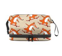 Little Fox - Trousse a doppio strato per trucchi e cosmetici, per donne e ragazze, borsa da viaggio per trucchi, con scomparto per pennelli, Multi, 27x15x14 cm/10.6x5.9x5.5 in, Beauty case