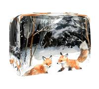 Little Foxes on Snow - Beauty case da donna, grande, in PVC, con cerniera, Multi, 18.5x7.5x13cm/7.3x3x5.1in, Beauty case