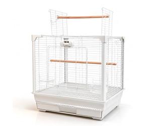 Little Friends Treetop - Gabbia per uccelli per pappagallini, canarini e fringuelli, con apribile, in legno, 47 x 47 x 63 cm, colore: bianco