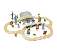 Little Frog Toys Treno magnetico in legno, circuito di treno con binari e accessori, giocattolo educativo e sensoriale durevole, per ragazzi e ragazze dai 3 anni, 72 pezzi