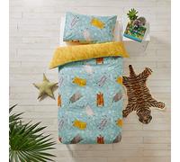 little furn. Selvatiche Amici Copripiumino e Federa Set, Cotone, Teal, Doppio