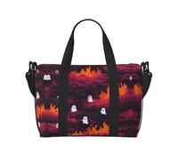 Little Ghosts in the Fire, borsa da viaggio con stampa grande, borsa a tracolla per weekend e viaggi d'affari, leggera