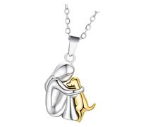 Little Girl And Dog Abbraccio Collana/Orecchini Zincs Lega Ciondolo Gioielli Amicizia Per L'usura Quotidiana Teen Girls Accessori Quotidiano Indossare Collana, Misura unica, come descritto, come