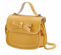 Little Girl's Leather Shoulder Bag - Under The Arm Purse, One-Shoulder & Solid Color(Yellow)