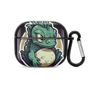 Little Green Dragon's Egg - Custodia per auricolari Bluetooth a forma di uovo di drago, protezione completa, antiurto, custodia rigida con supporto per ricarica wireless con portachiavi, regalo