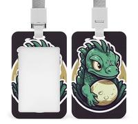 Little Green Dragon's Egg - Porta badge con cordino staccabile, porta carte d'identità verticale, impermeabile, in plastica, per lavoro, ufficio, insegnante, infermiera, dottore