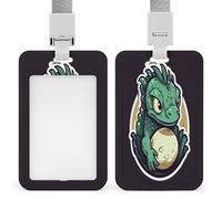 Little Green Dragon's Egg - Porta badge trasparente con cordino rimovibile, custodia verticale in plastica rigida per proteggere carte d'identità e carte di credito per ufficio e fabbrica
