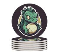 Little Green Dragon's Egg Sottobicchieri in ceramica 6 pezzi sottobicchieri per tavolino da caffè design antiscivolo sottobicchiere assorbente sottobicchiere rotondo sottobicchiere vino birra