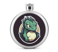 Little Green - Fiaschetta rotonda da 141,7 ml, a prova di perdite, in acciaio inox, portatile, bottiglia di vino o liquore, simpatica fiaschetta per whisky, per uomini e donne, idea regalo
