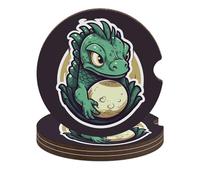 Little Green - Sottobicchieri per auto a forma di uovo di drago da 6,6 cm, antiscivolo, universali, incorporati, rimovibili, per mantenere il veicolo pulito e asciutto, per uomo e donna, 4 pezzi