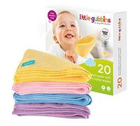 Little Gubbins - Salviette in microfibra per bambini, confezione da 20 panni riutilizzabili, lavabili, asciutti e inodori, ideali per mani e viso, confezione multipla di colori arcobaleno