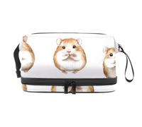Little Hamsters - Trousse a doppio strato per cosmetici per donne e ragazze, borsa da viaggio per trucchi, pratica borsa organizer con scomparto per pennelli, Multi, 27x15x14 cm/10.6x5.9x5.5 in,