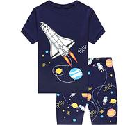 Little Hand Pigiama dinosauro per bambini piccoli 100% cotone pigiama pigiama corto per bambini camion pigiama estivo taglia 2-7 T, 4# Rocket Navy, 7 Años