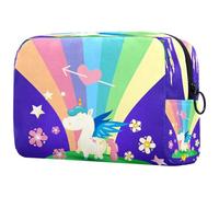 Little Happy Unicorn - Trousse per cosmetici da donna, borsa da viaggio per articoli da toeletta grande, pratica borsa organizer con cerniera, Multi, 18.5x7.5x13cm/7.3x3x5.1in, Beauty case
