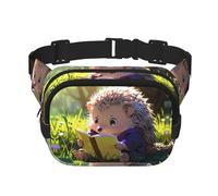 Little hedgehog reading Printed multifunzionale marsupio unisex trendy messenger bag, borsa da viaggio sport borsa portaoggetti