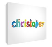 Little Helper CHRISTOPER-A7BLK-15DE - Decorazione per neonato, con brillantini, con nome e illustrazioni graziose e personalizzabili, 7,4 x 10,5 x 2 cm, piccola miniatura