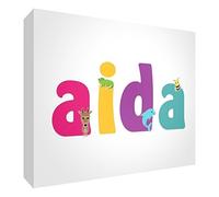Little Helper LHV-AIDA-A6BLK-15IT Pannello Decorativo Neonato/Battesimo Idea Regalo, Disegno Personalizzabile con Nome da Ragazza Aida, Multicolore, 10.5 x 14.8 x 2 cm