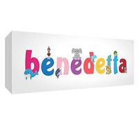 Little Helper LHV-BENEDETTA-515BLK-15IT Pannello Decorativo Neonato/Battesimo Idea Regalo, Disegno Personalizzabile con Nome da Ragazza Benedetta, Multicolore, 5 x 15 x 2 cm