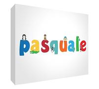Little Helper LHV-PASQUALE-A6BLK-15IT Pannello Decorativo Neonato/Battesimo Idea Regalo, Disegno Personalizzabile con Nome da Ragazzi Pasquale, Multicolore, 10.5 x 14.8 x 2 cm