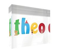 Little Helper lhv-theo-a7blk-15fr Souvenir decorativo in acrilico trasparente lucido come Diamante Stile Illustrativo colorato con il nome di Giovane Ragazzo Theo 7,4 x 10,5 x 2 cm piccolo