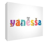 Little Helper LHV-VANESSA-A5BLK-15IT Pannello Decorativo Neonato/Battesimo Idea Regalo, Disegno Personalizzabile con Nome da Ragazza Vanessa, Multicolore, 14.8 x 21 x 2 cm
