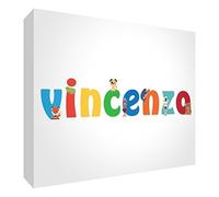 Little Helper LHV-VINCENZO-A7BLK-15IT Pannello Decorativo Neonato/Battesimo Idea Regalo, Disegno Personalizzabile con Nome da Ragazzi Vincenzo, Multicolore, 7.4 x 10.5 x 2 cm