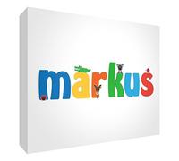 Little Helper MARKUS-A5BLK-15DE - Tokie per bambini, con diamante lucido, personalizzabile, con nome di ragazzo, marmo grande, 15 x 21 x 2 cm