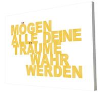 Little Helper MAYDR128-06G Feel Good Art - Quadro da parete, in tela resistente, stile tipografico, 30 x 20 cm, colore: Giallo