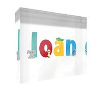 Little Helper Souvenir decorativo in acrilico trasparente lucido come Diamante Stile Illustrativo colorato con il nome di Giovane Ragazzo Loan 10,5 x 15 x 2 cm grande