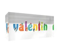 Little Helper Souvenir decorativo in acrilico trasparente lucido come Diamante Stile Illustrativo colorato con il nome di Giovane Ragazzo Valentino 5 x 21 x 2 cm grande