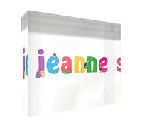 Little Helper Souvenir decorativo in acrilico trasparente lucido come Diamante Stile Illustrativo colorato con il nome di Giovane Ragazza Jeanne 7,4 x 10,5 x 2 cm piccolo