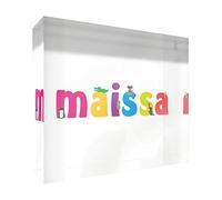 Little Helper Souvenir decorativo in acrilico trasparente lucido come Diamante Stile Illustrativo colorato con il nome di Giovane Ragazza Maissa 10,5 x 15 x 2 cm grande