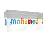 Little Helper Souvenir decorativo in acrilico trasparente lucido come Diamante Stile Illustrativo colorato con il nome di Giovane Ragazzo Mohamed 5 x 21 x 2 cm grande