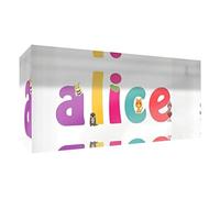 Little Helper Souvenir decorativo in acrilico trasparente lucido come Diamante Stile Illustrativo colorato con il nome di Giovane Ragazza alice 5 x 21 x 2 cm grande