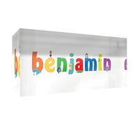 Little Helper Souvenir decorativo in acrilico trasparente lucido come Diamante Stile Illustrativo colorato con il nome di Giovane Ragazzo Benjamin 5 x 21 x 2 cm grande