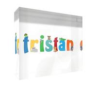 Little Helper Souvenir decorativo in acrilico trasparente lucido come Diamante Stile Illustrativo colorato con il nome di Giovane Ragazzo Tristan 15 x 21 x 2 cm grande