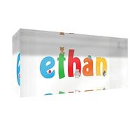 Little Helper Souvenir decorativo in acrilico trasparente lucido come Diamante Stile Illustrativo colorato con il nome di Giovane Ragazzo Ethan 5 x 15 x 2 cm piccolo