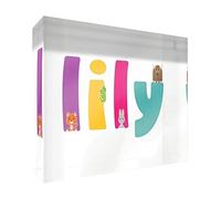 Little Helper Souvenir decorativo in acrilico trasparente lucido come Diamante Stile Illustrativo colorato con il nome di Giovane Ragazza Lily 14,8 x 21 x 2 cm grande