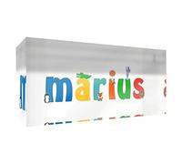 Little Helper Souvenir decorativo in acrilico trasparente lucido come Diamante Stile Illustrativo colorato con il nome di Giovane Ragazzo Marius 5 x 15 x 2 cm piccolo