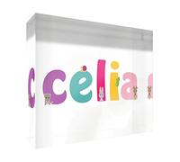Little Helper Souvenir decorativo in acrilico trasparente lucido come Diamante Stile Illustrativo colorato con il nome di Giovane Ragazza Celia 7,4 x 10,5 x 2 cm piccolo