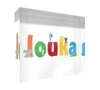 Little Helper Souvenir decorativo in acrilico trasparente lucido come Diamante Stile Illustrativo colorato con il nome di Giovane Ragazzo Louka 10,5 x 15 x 2 cm grande