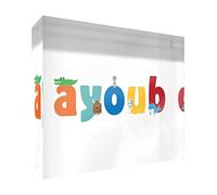 Little Helper Souvenir decorativo in acrilico trasparente lucido come Diamante Stile Illustrativo colorato con il nome di Giovane Ragazzo Ayoub 7,4 x 10,5 x 2 cm piccolo