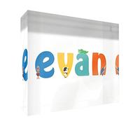 Little Helper Souvenir decorativo in acrilico trasparente lucido come Diamante Stile Illustrativo colorato con il nome di Giovane Ragazzo Evan 10,5 x 15 x 2 cm grande
