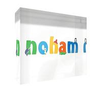 Little Helper Souvenir decorativo in acrilico trasparente lucido come Diamante Stile Illustrativo colorato con il nome di Giovane Ragazzo noham 10,5 x 15 x 2 cm grande